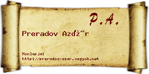 Preradov Azár névjegykártya